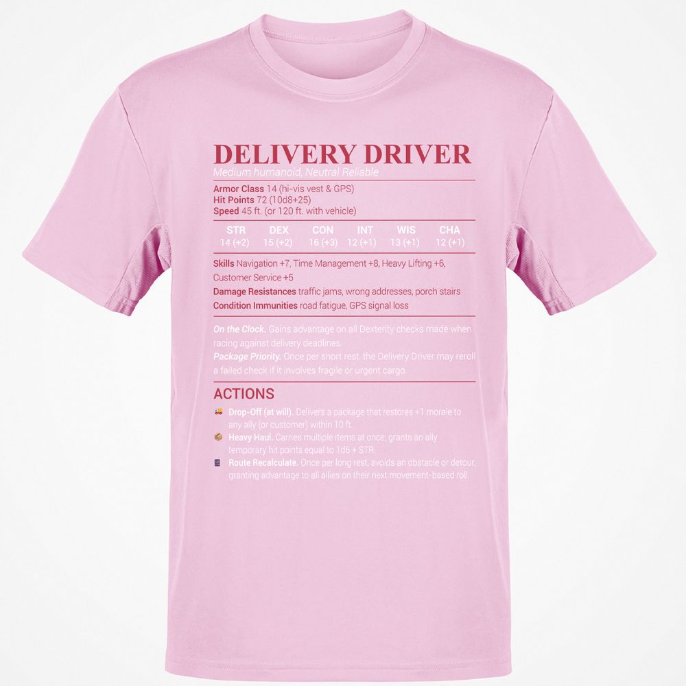 Delivery Driver Classic Unisex T-Shirt - Light Pink - 5
