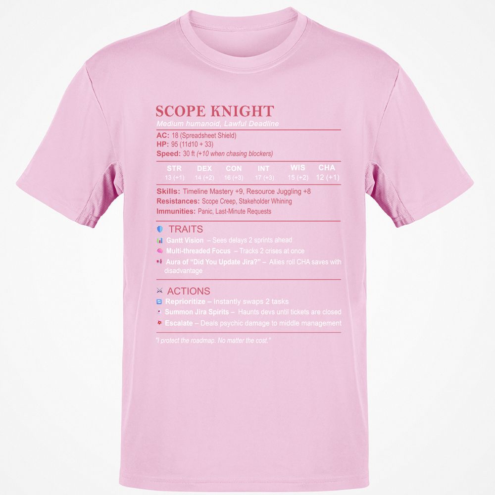 PM Stats Classic Unisex T-Shirt - Light Pink - 5
