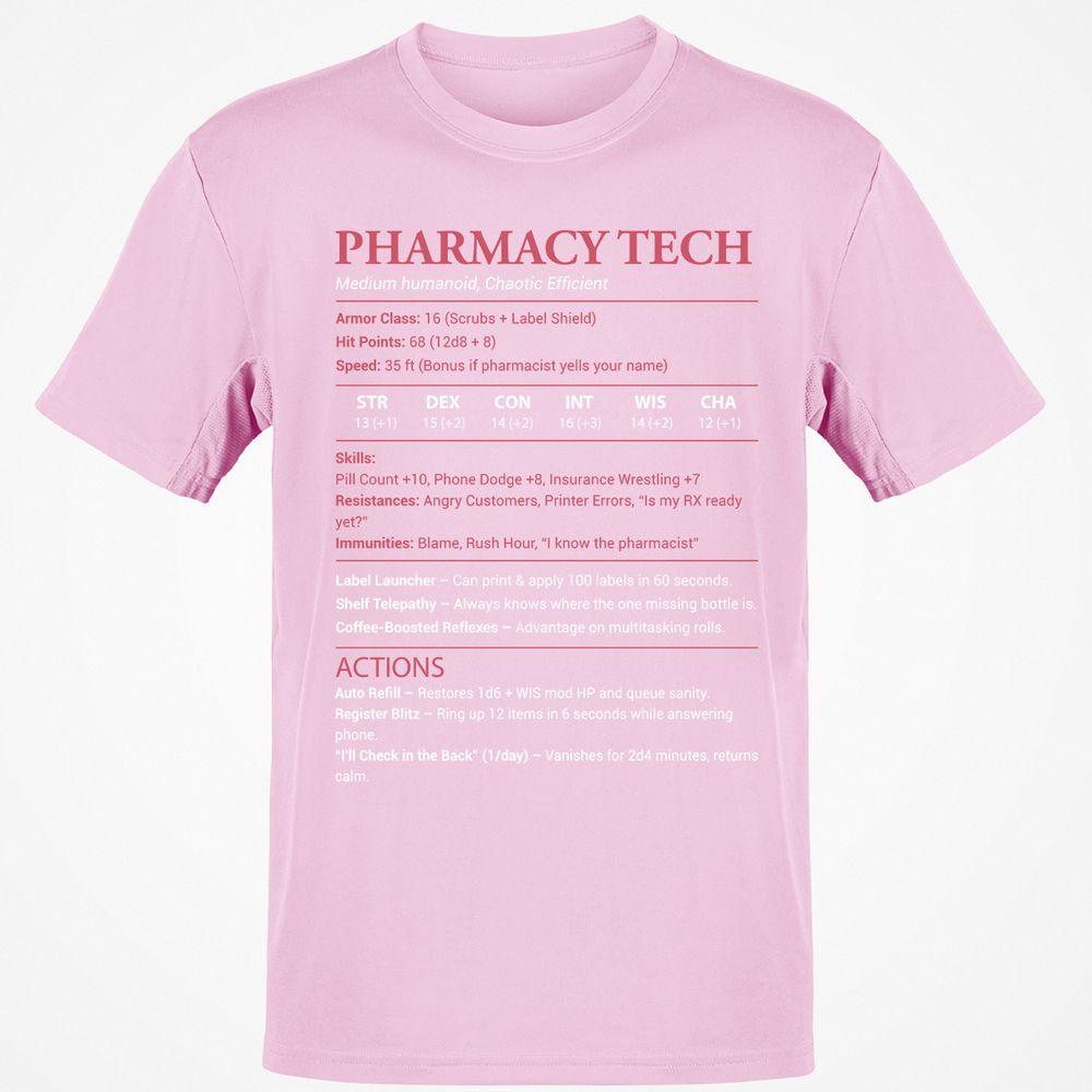 Pharmacy Tech Classic Unisex T-Shirt - Light Pink - 5