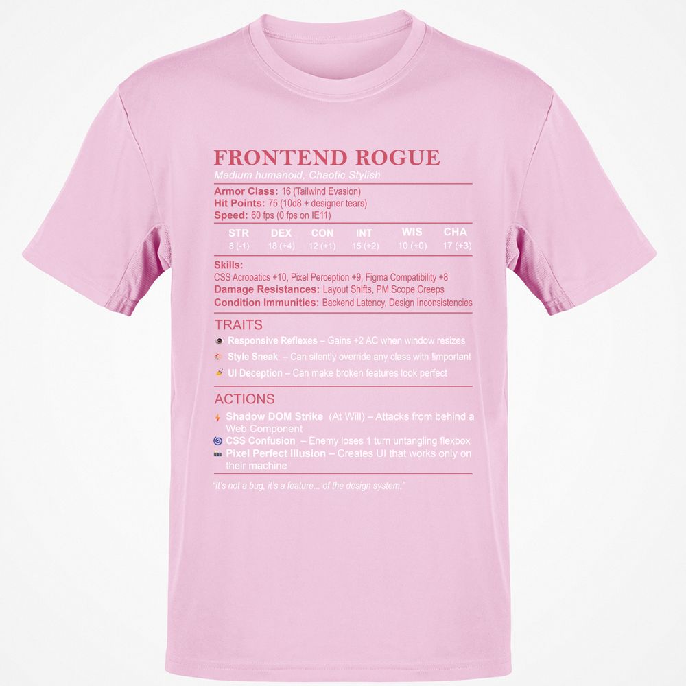 Frontend Rogue Classic Unisex T-Shirt - Light Pink - 5