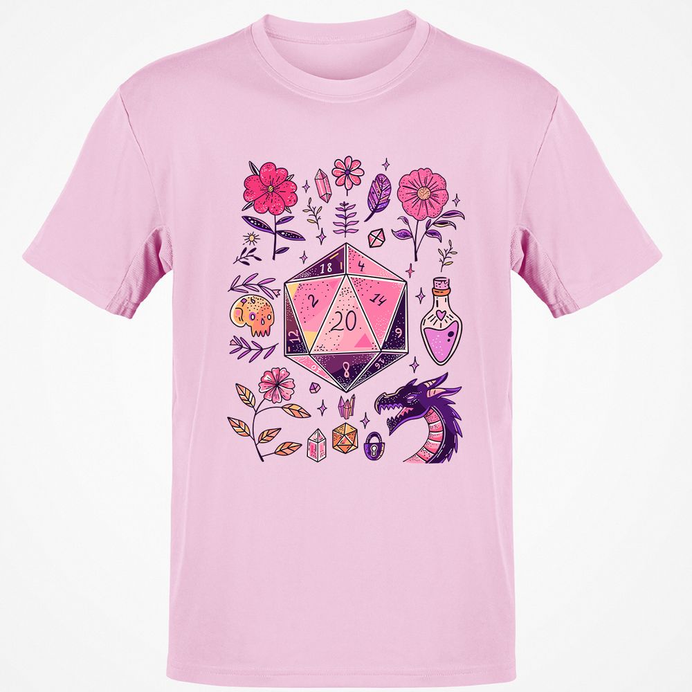 Mystic D20 Floral Dice Art - Light Pink - 5