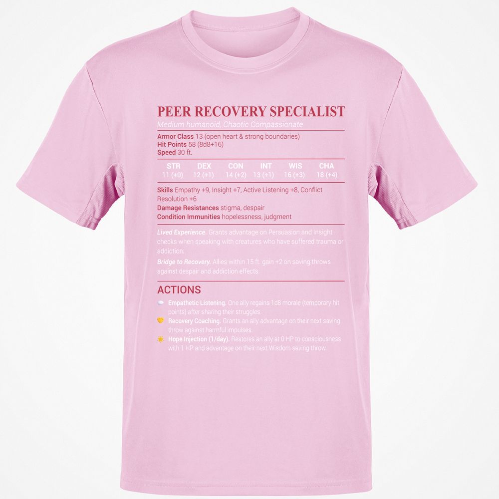 Peer Recovery Specialist Classic Unisex T-Shirt - Light Pink - 5