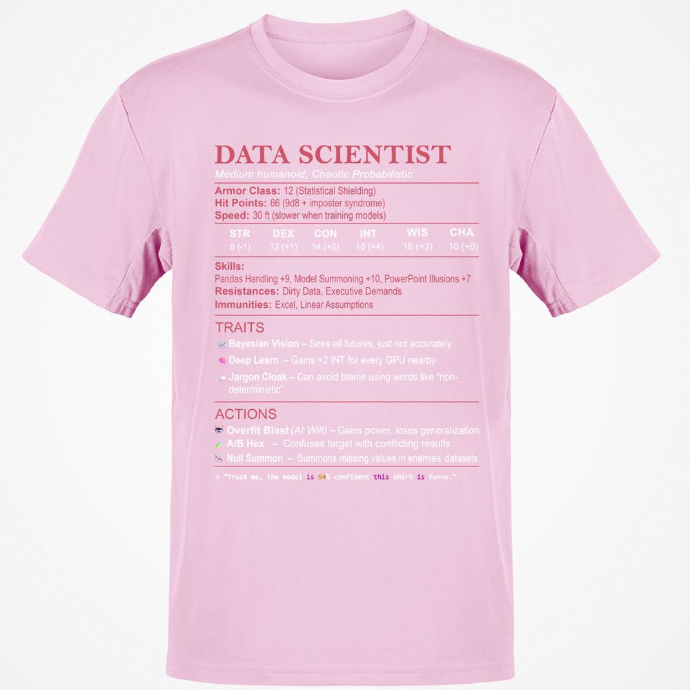 Data Scientist Stats Classic Unisex T-Shirt - Light Pink - 5