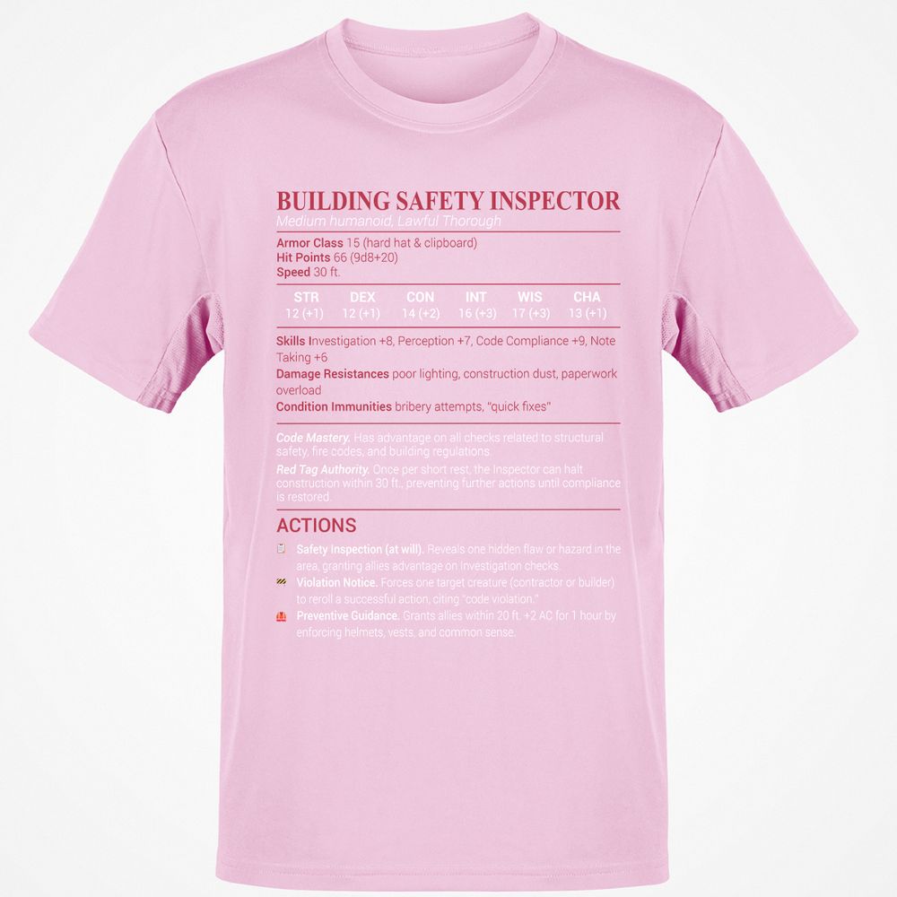 Building Safety Inspector Classic Unisex T-Shirt - Light Pink - 5