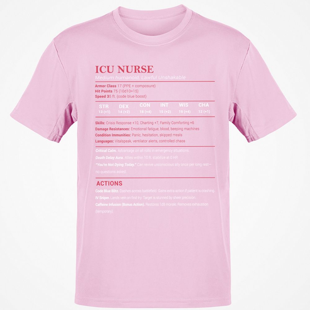 ICU Nurse Stats Classic Unisex T-Shirt - Light Pink - 5