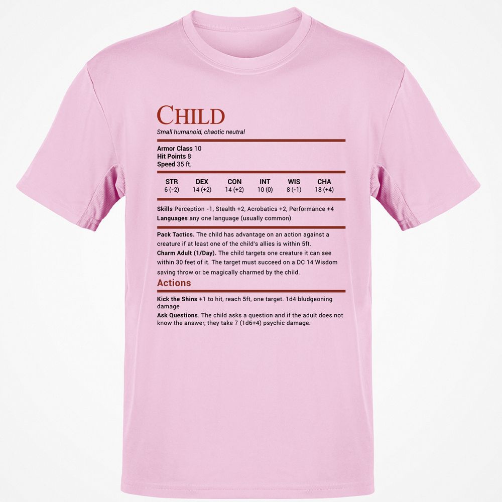 Child Stats Classic Unisex T-Shirt - Light Pink - 5