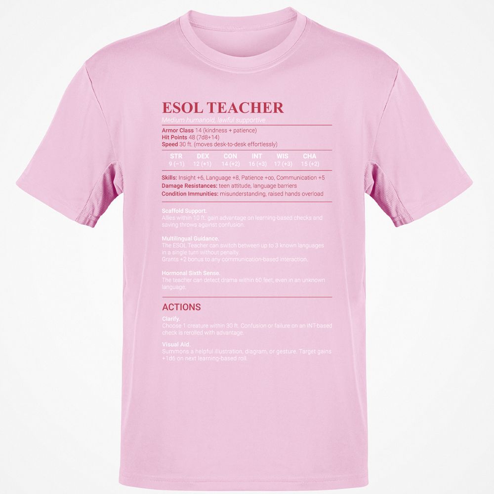 ESOL Teacher Classic Unisex T-Shirt - Light Pink - 5