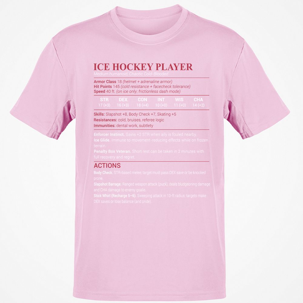 Ice Hockey Player Classic Unisex T-Shirt - Light Pink - 5