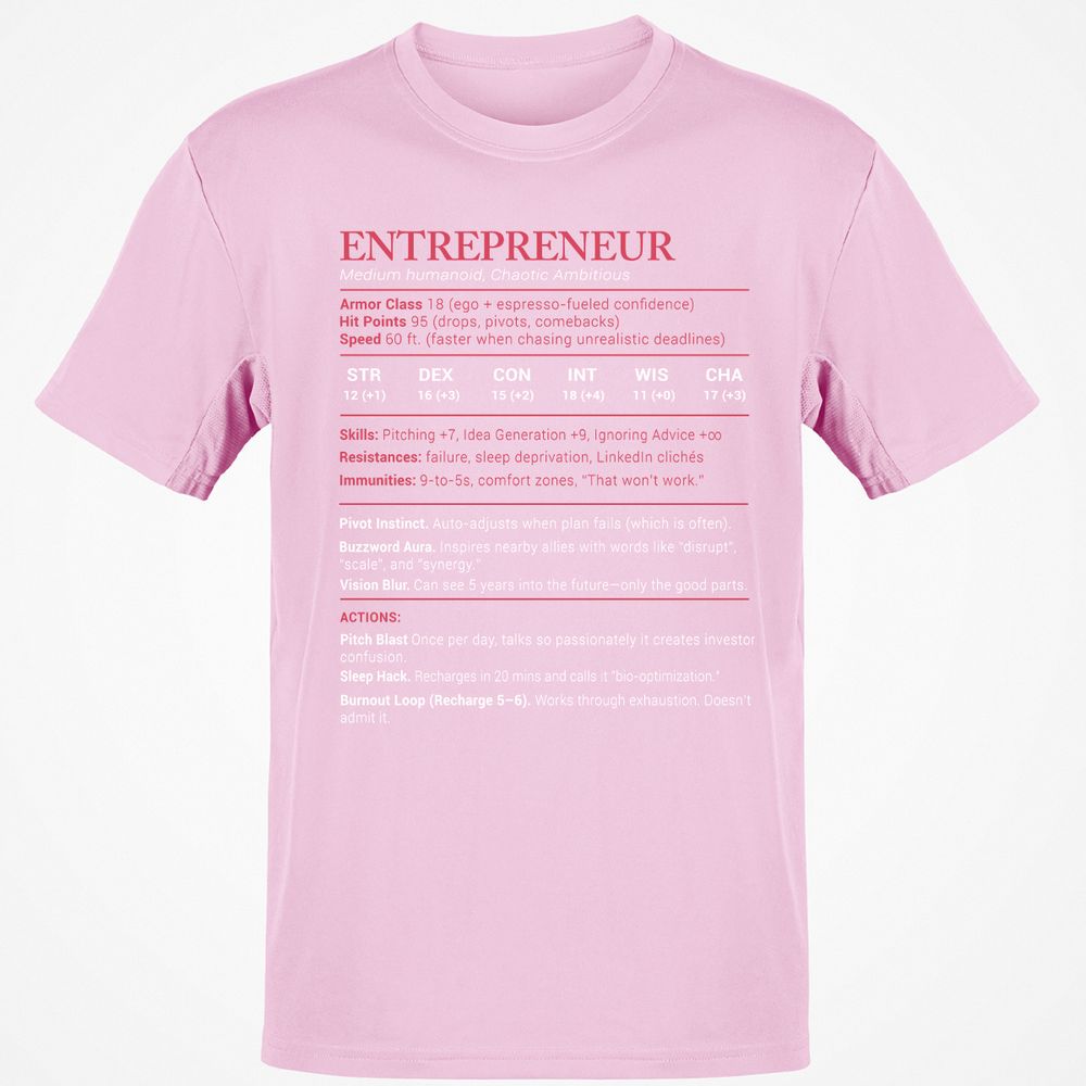 Entrepreneur Stats Classic Unisex T-Shirt - Light Pink - 5