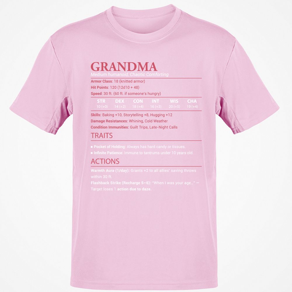 Grandma Stats Classic Unisex T-Shirt - Light Pink - 5