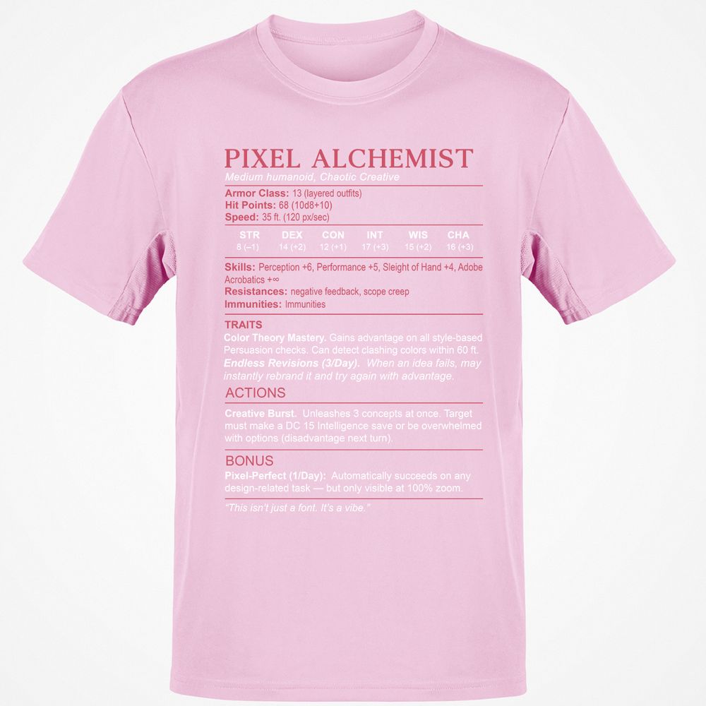 Designer Stats (Pixel Alchemist) Classic Unisex T-Shirt - Light Pink - 5