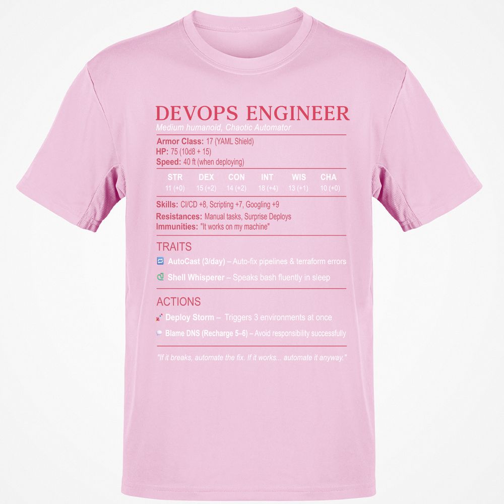 DevOps Engineer Stats Classic Unisex T-Shirt - Light Pink - 5
