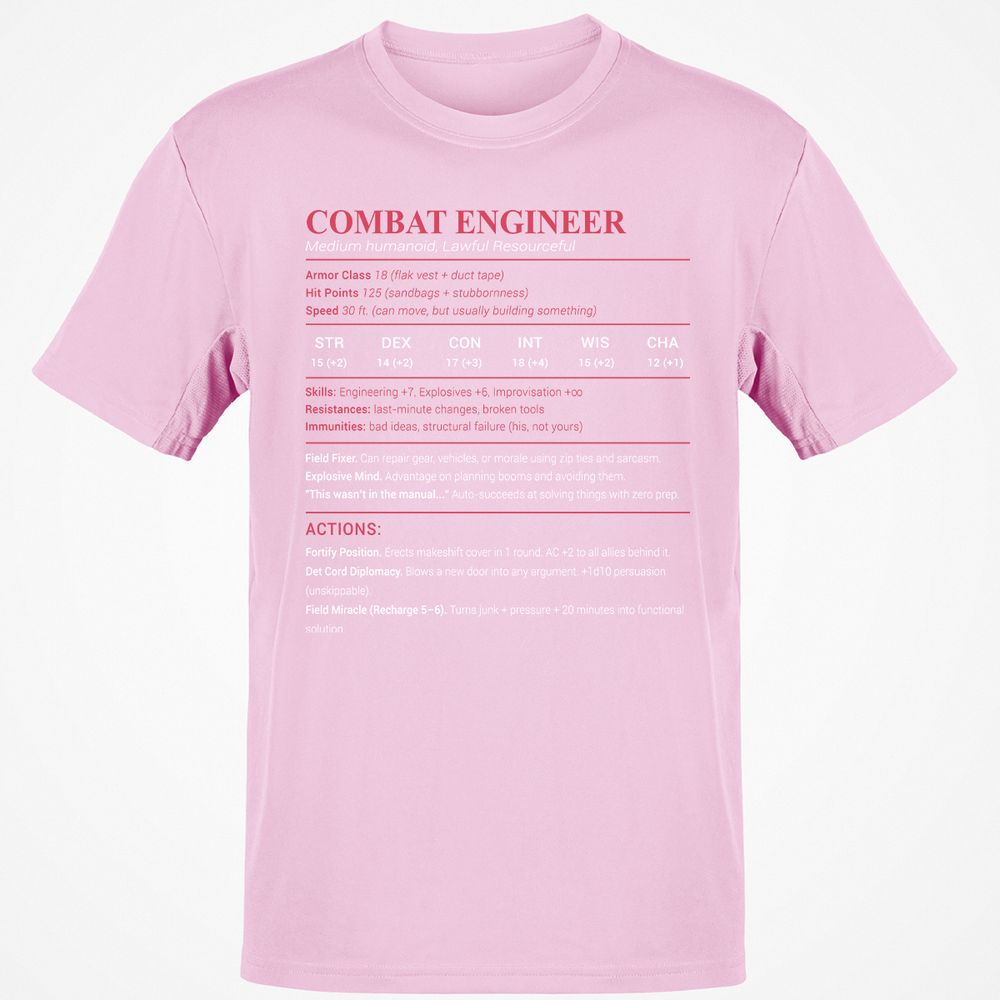 Combat Engineer Classic Unisex T-Shirt - Light Pink - 5