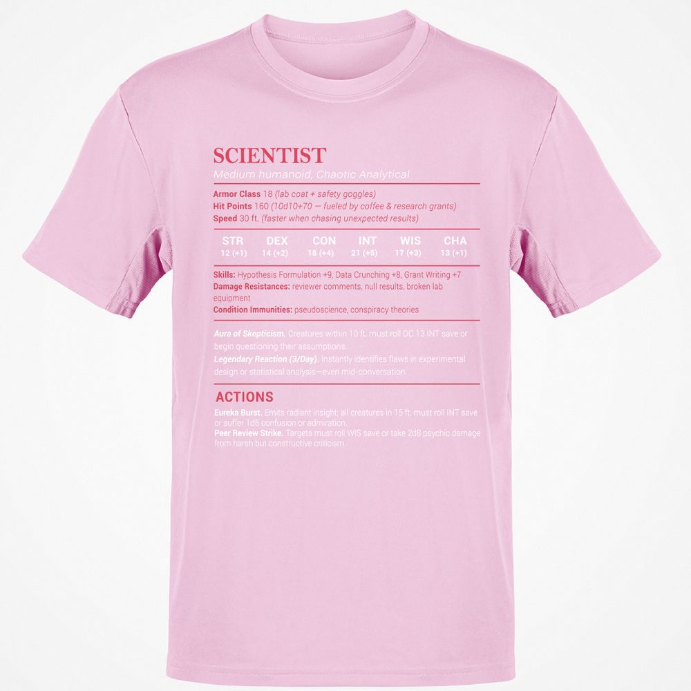 Scientist Stats Classic Unisex T-Shirt - Light Pink - 5