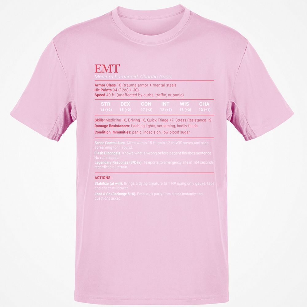 EMT Stats Classic Unisex T-Shirt - Light Pink - 5