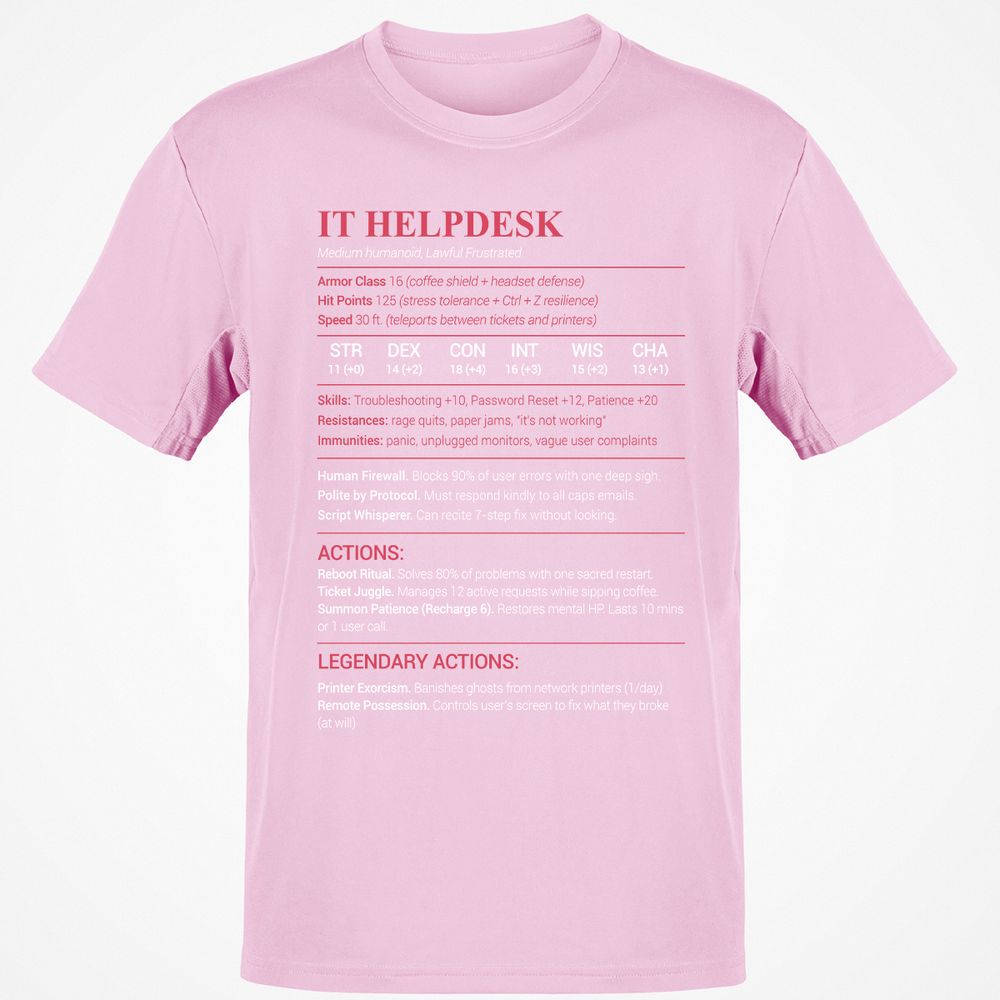 IT Helpdesk Classic Unisex T-Shirt - Light Pink - 5