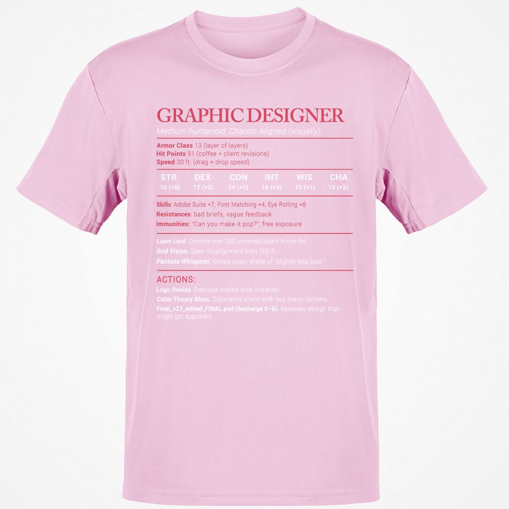 Graphic Designer Stats Classic Unisex T-Shirt - Light Pink - 5