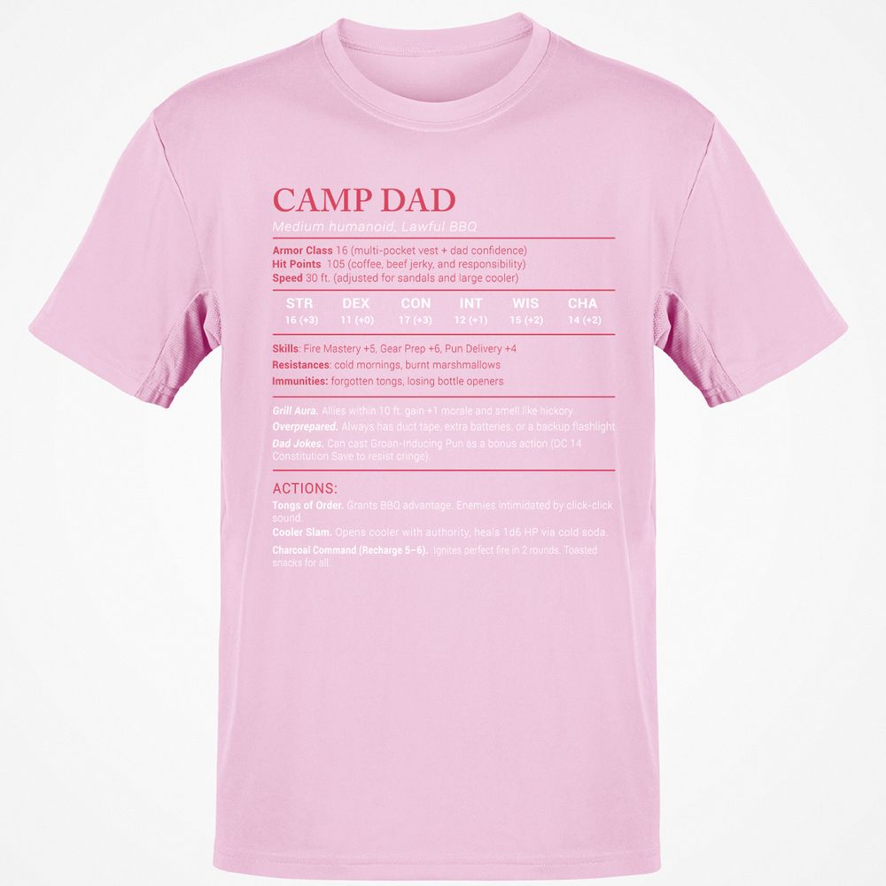 Camp Dad Stats Classic Unisex T-Shirt - Light Pink - 5