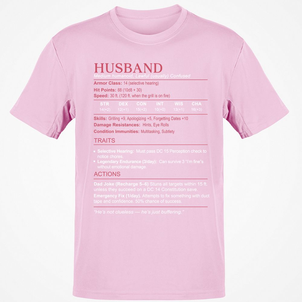 Husband Stats Classic Unisex T-Shirt - Light Pink - 5