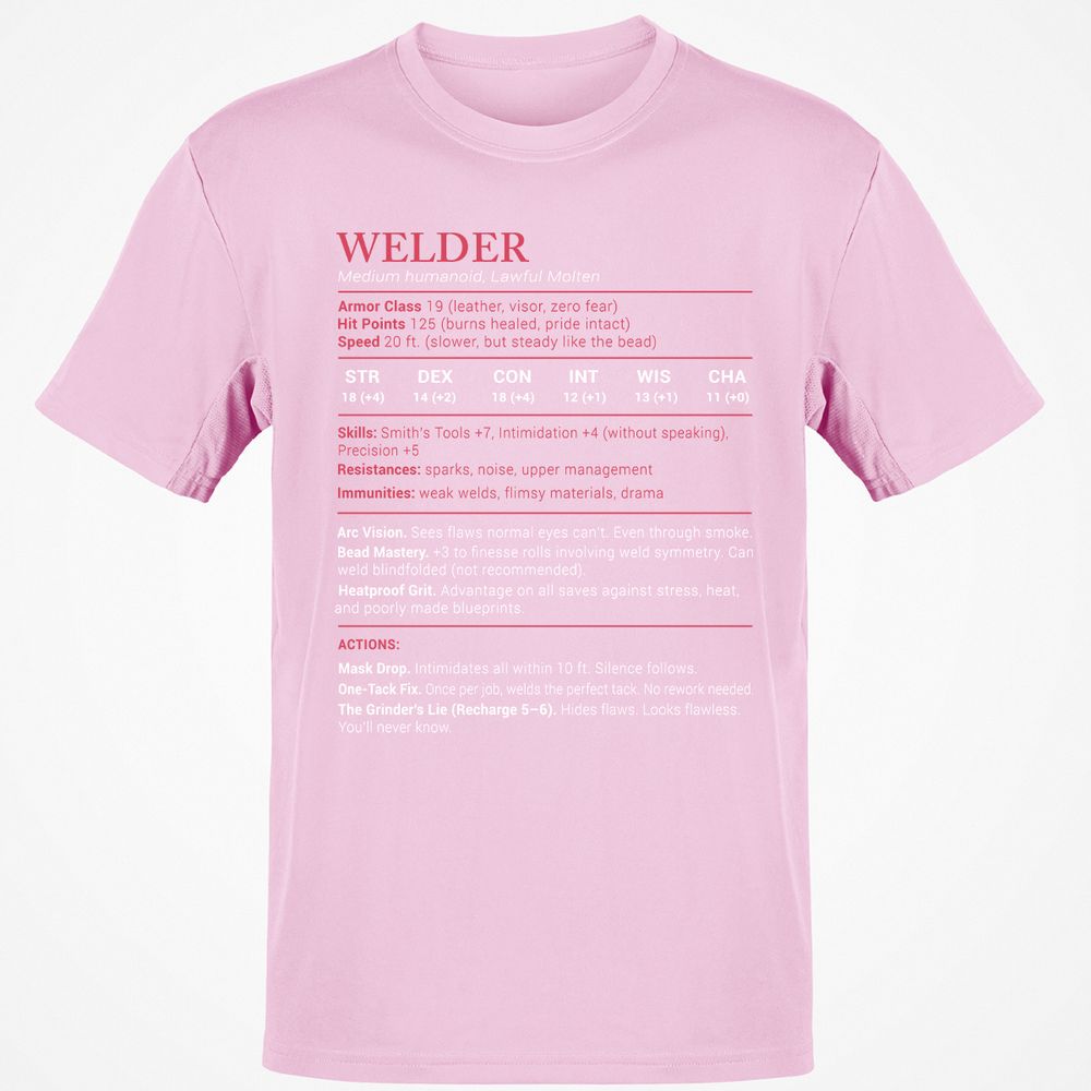 Welder Stats Classic Unisex T-Shirt - Light Pink - 5