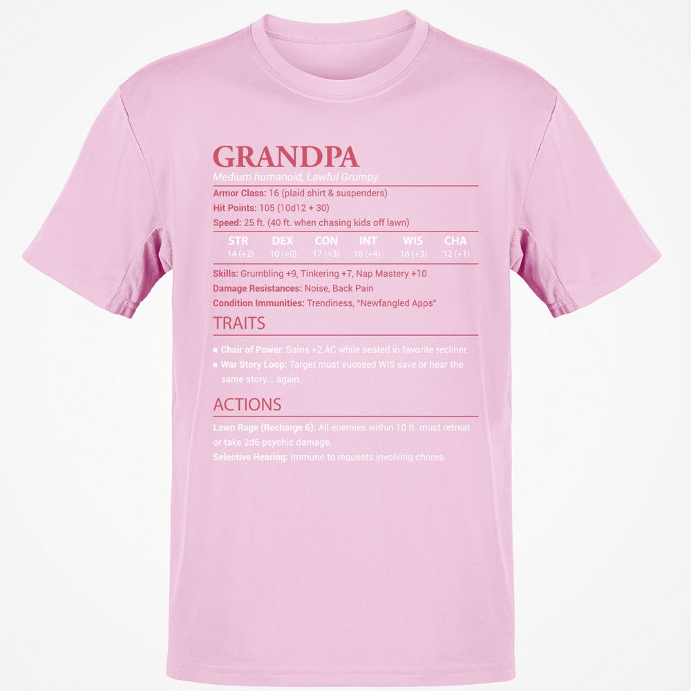 Grandpa Stats Classic Unisex T-Shirt - Light Pink - 5