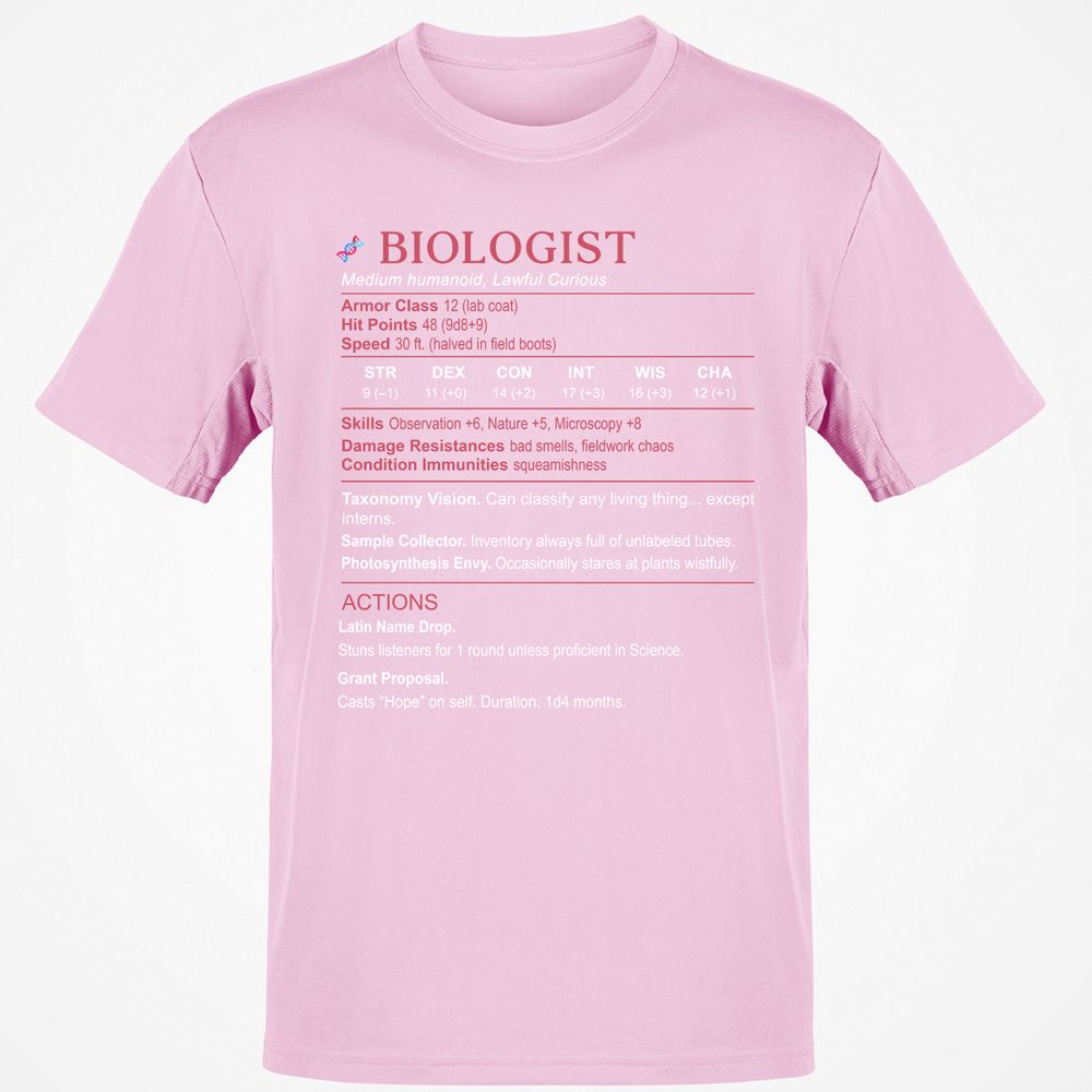 Biologist Stats Classic Unisex T-Shirt - Light Pink - 5