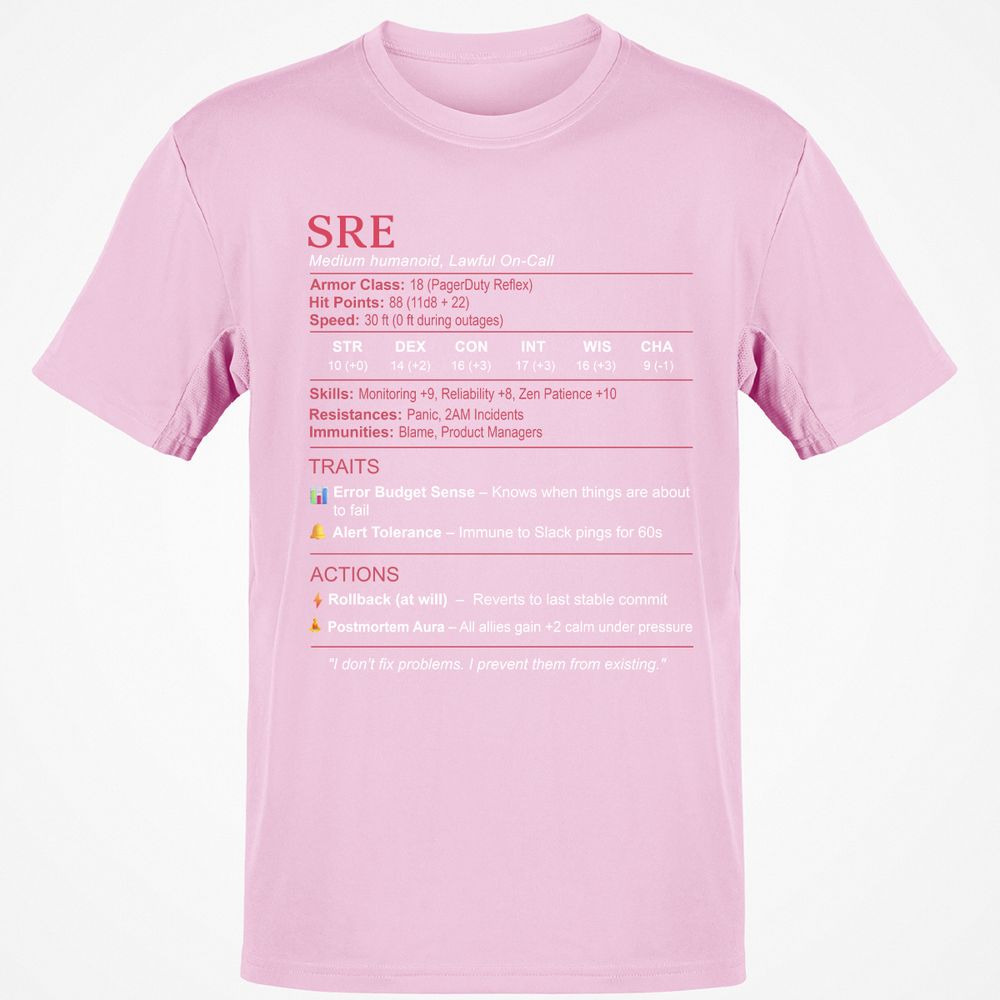 SRE Stats Classic Unisex T-Shirt - Light Pink - 5