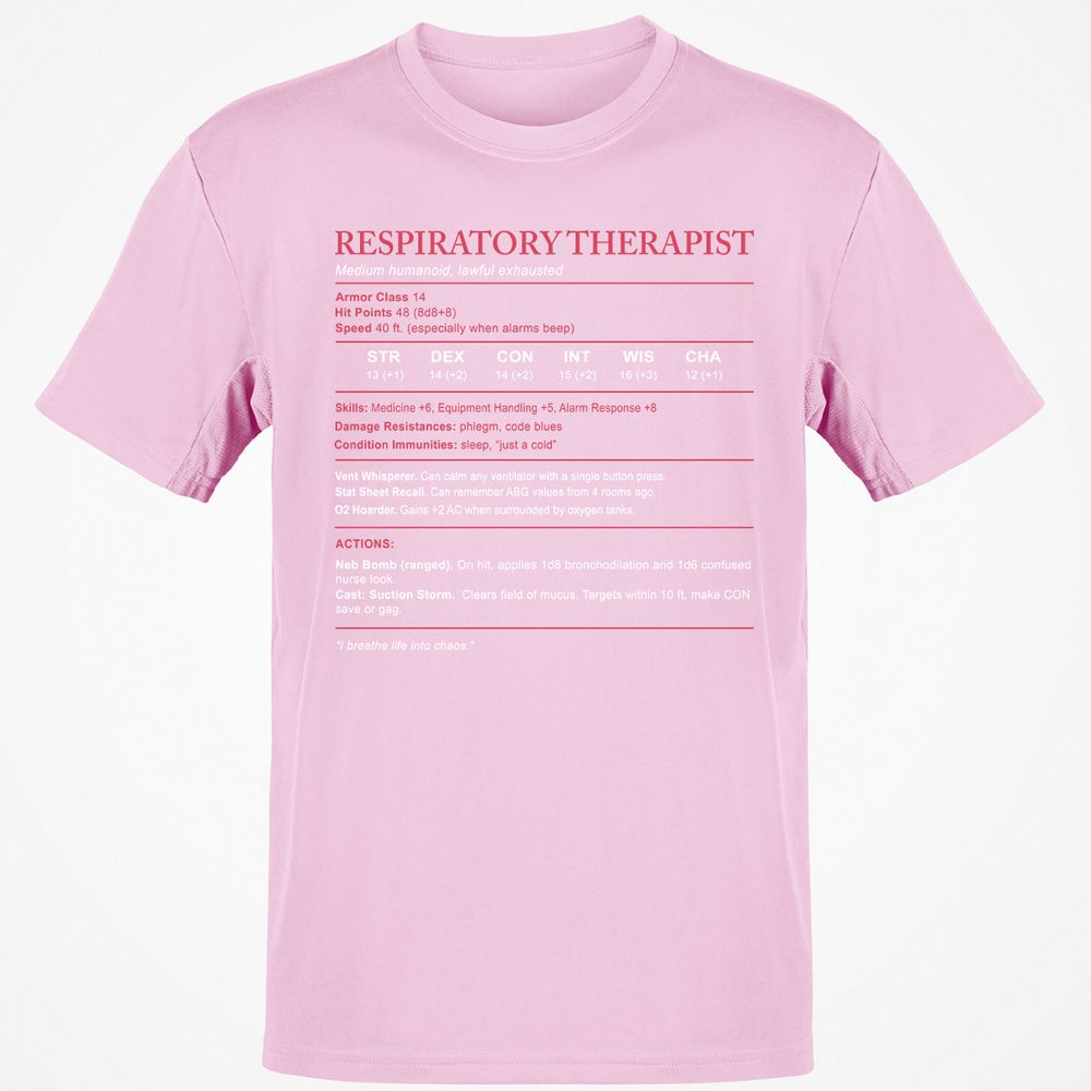 Respiratory Therapist Classic Unisex T-Shirt - Light Pink - 5