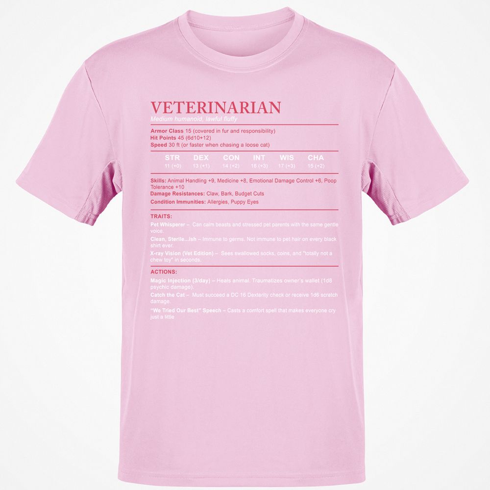 Veterinarian Stats Classic Unisex T-Shirt - Light Pink - 5