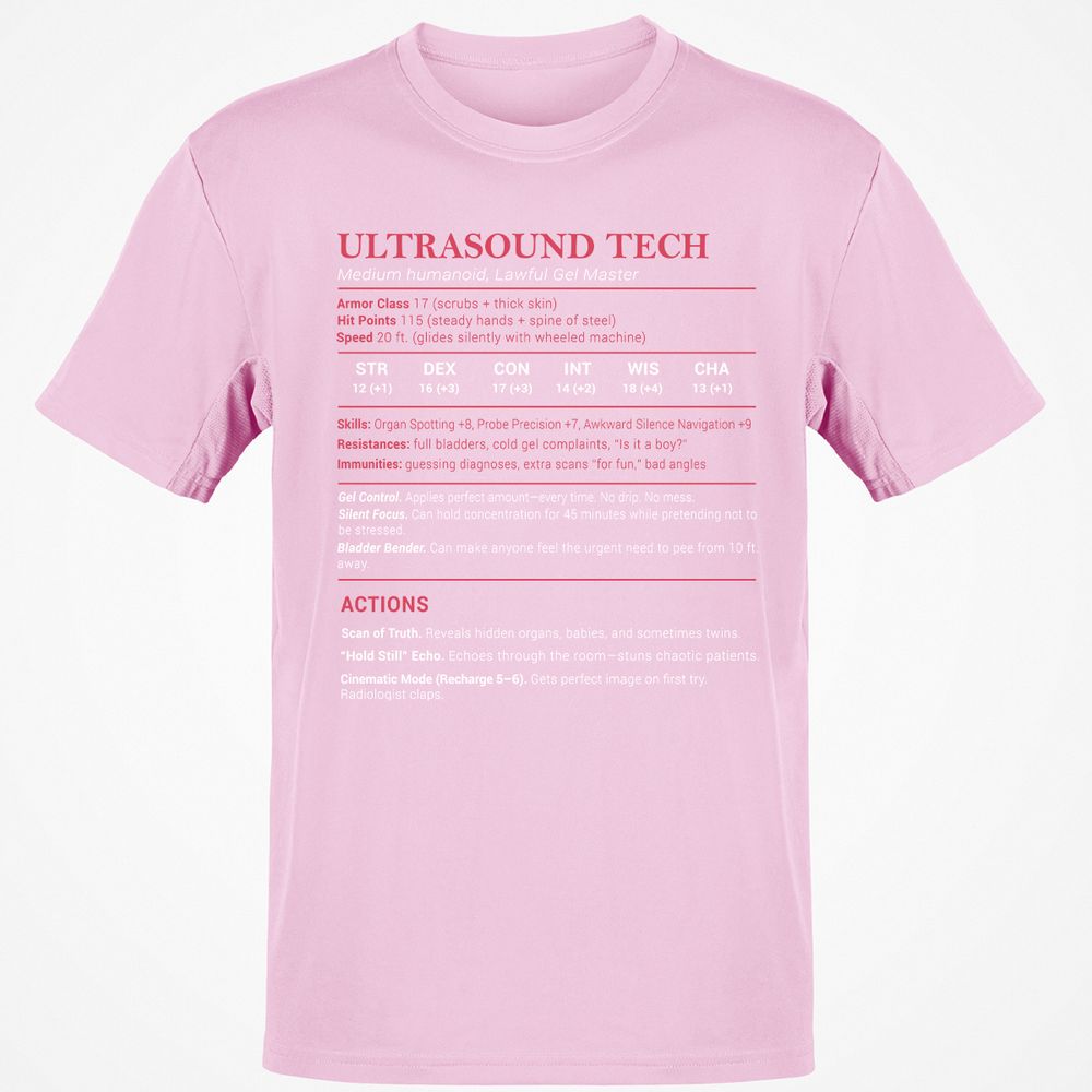 Ultrasound Tech Stats Classic Unisex T-Shirt - Light Pink - 5