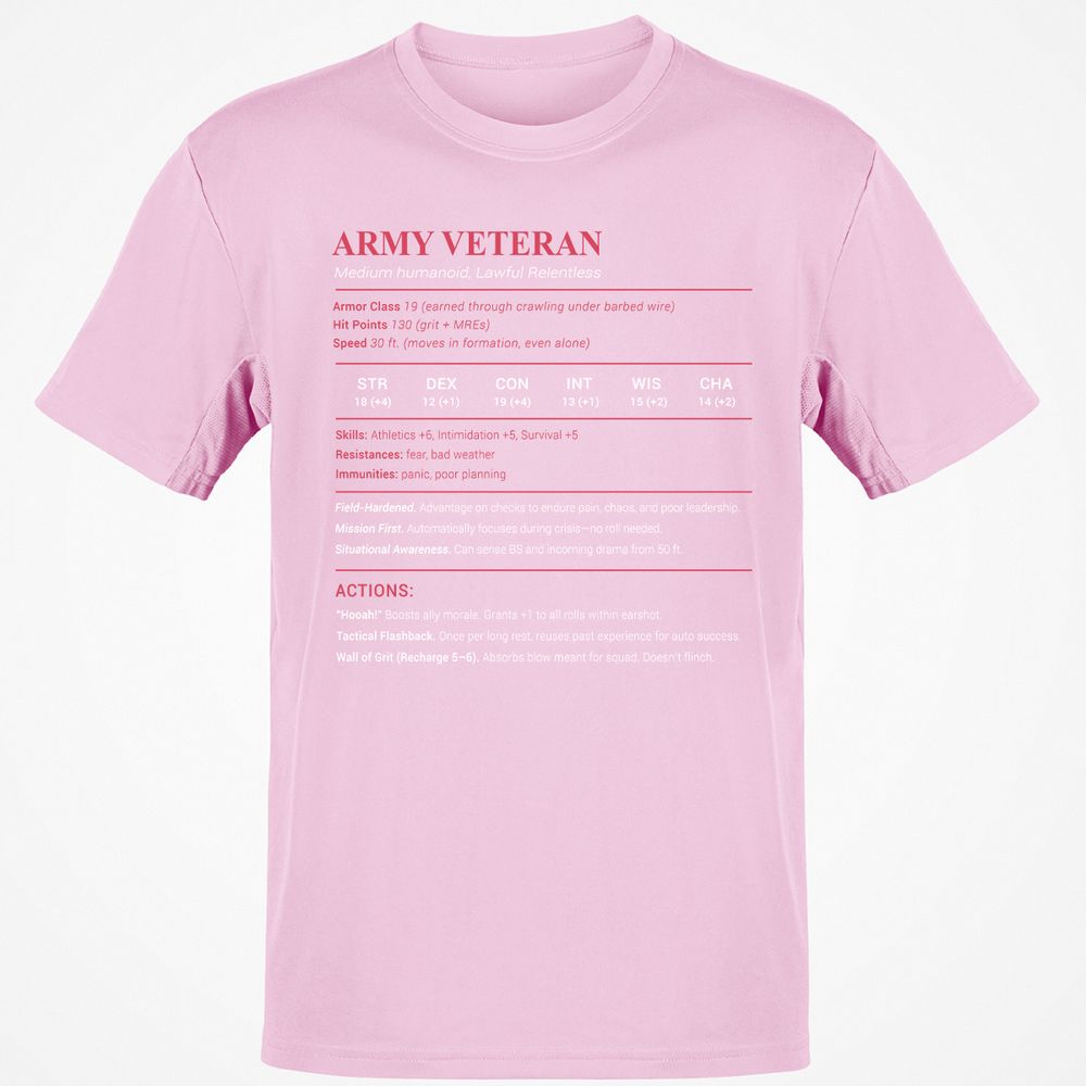 Army Veteran Classic Unisex T-Shirt - Light Pink - 5
