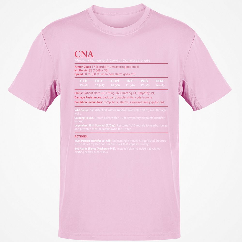 CNA Stats Classic Unisex T-Shirt - Light Pink - 5