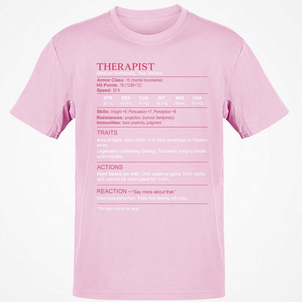 Therapist Stats Classic Unisex T-Shirt - Light Pink - 5