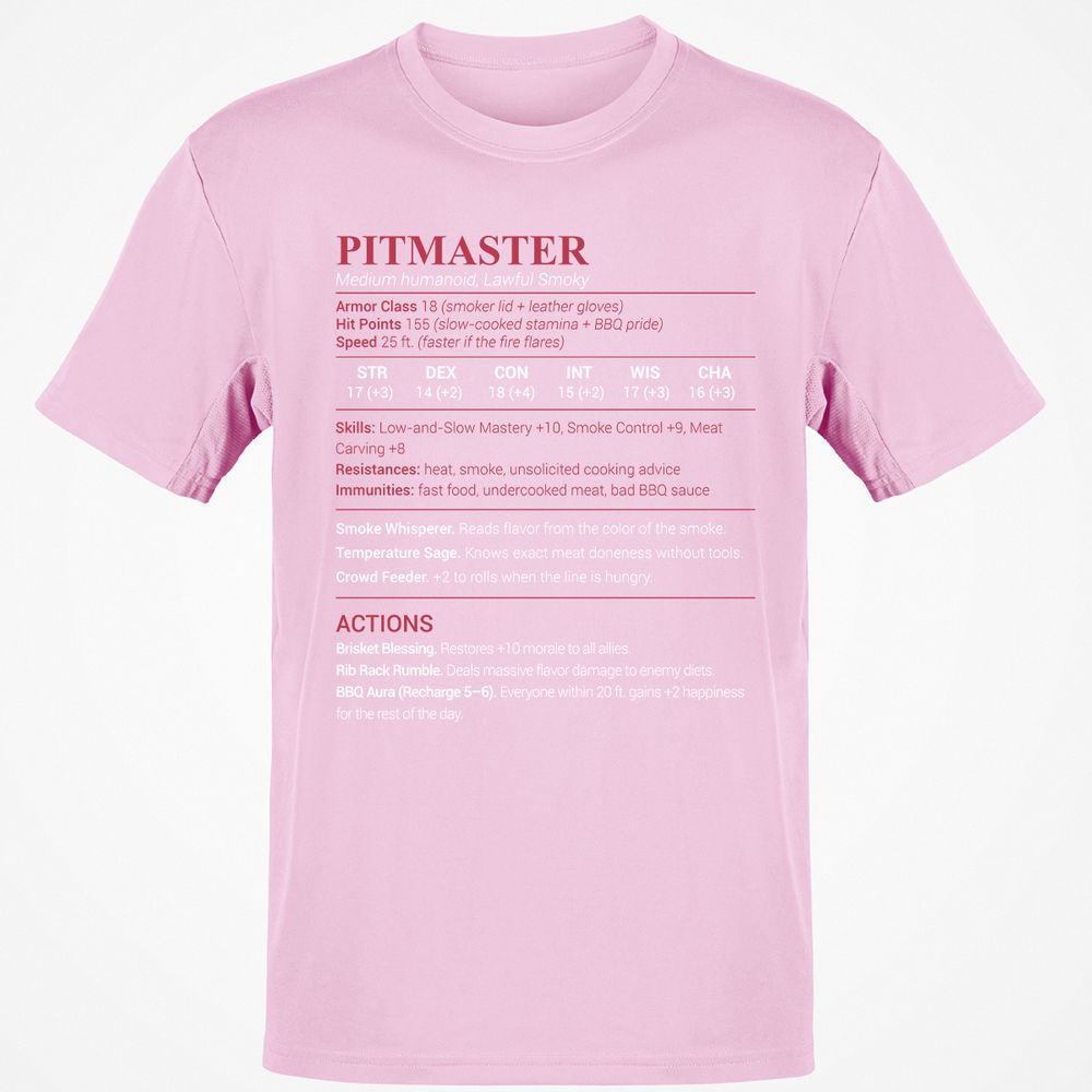 Pitmaster Stats Classic Unisex T-Shirt - Light Pink - 5