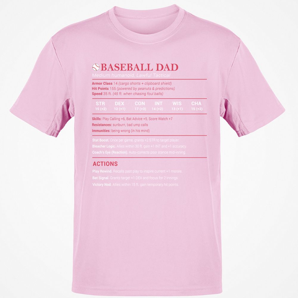 Baseball Dad Classic Unisex T-Shirt - Light Pink - 5