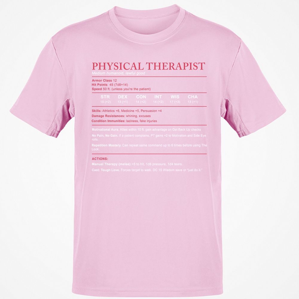 Physical Therapist Stats Classic Unisex T-Shirt - Light Pink - 5