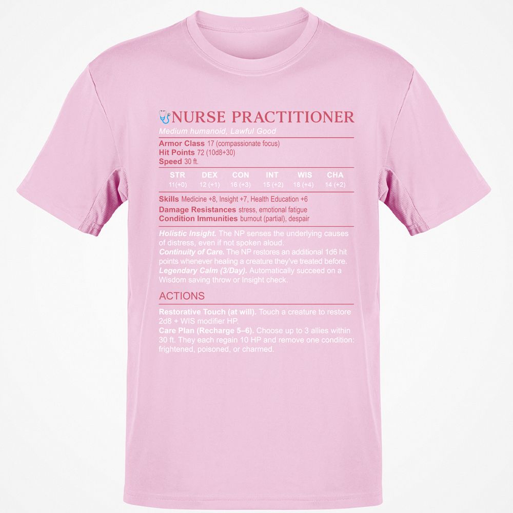 Nurse Practitioner Stats Classic Unisex T-Shirt - Light Pink - 5