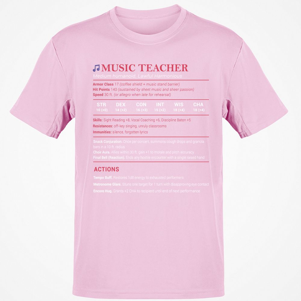 Music Teacher Classic Unisex T-Shirt - Light Pink - 5