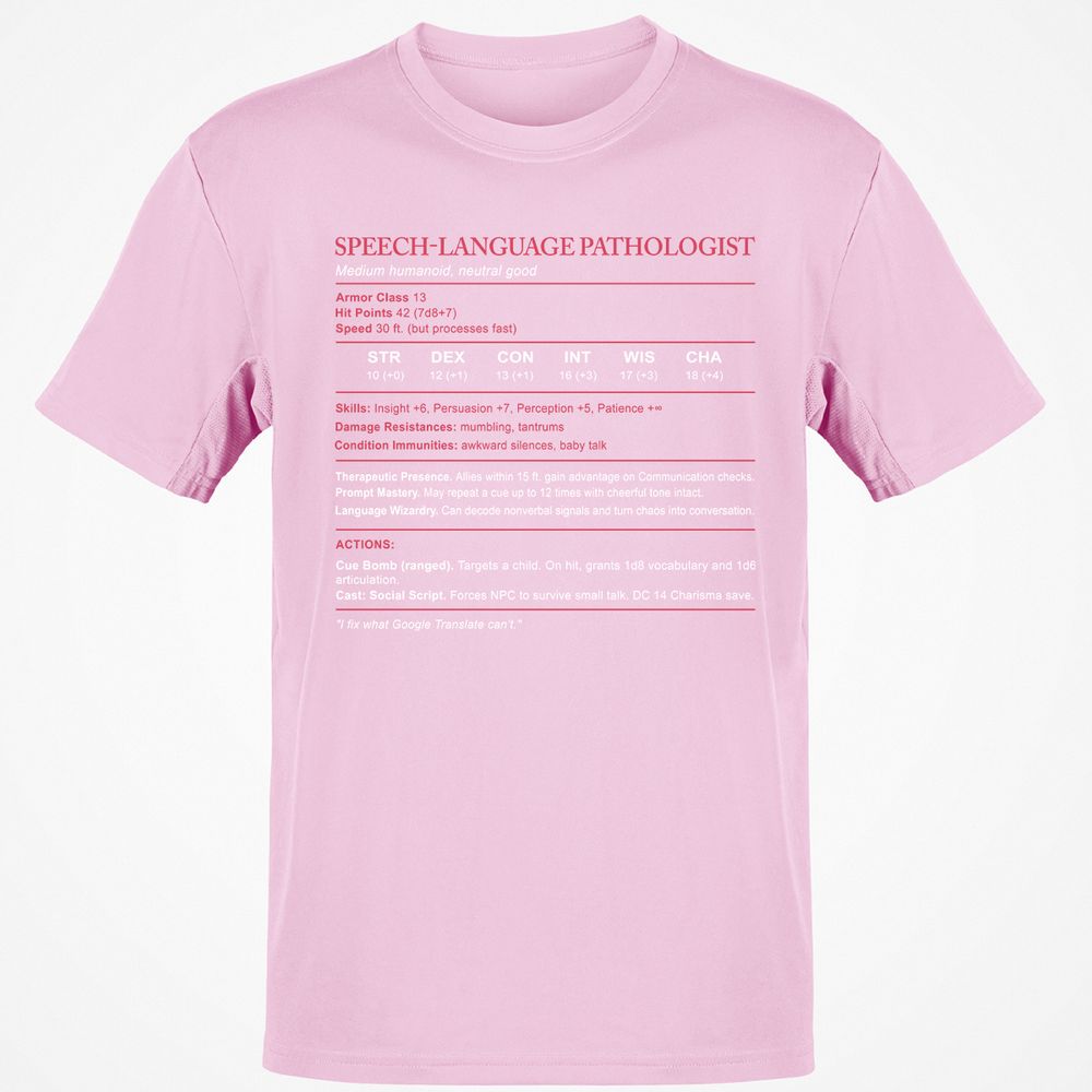 Speech Language Pathologist Stats Classic Unisex T-Shirt - Light Pink - 5