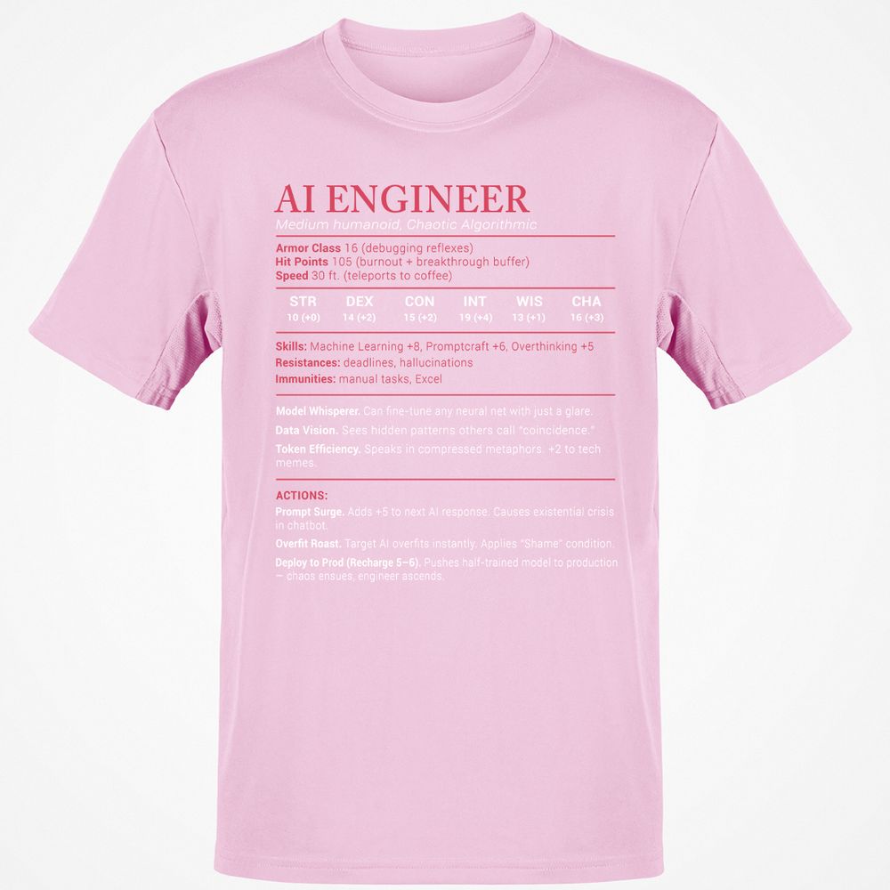 AI Engineer Stats Classic Unisex T-Shirt - Light Pink - 5