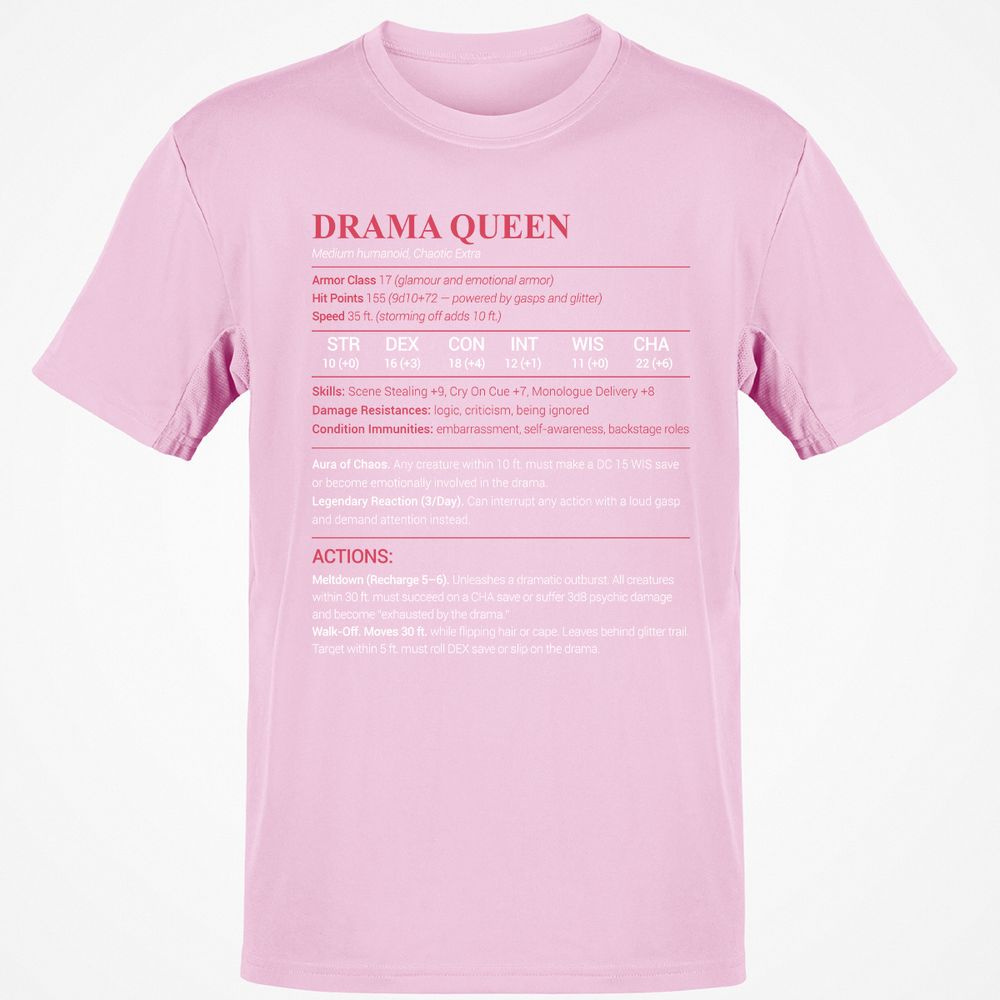 Drama Queen Classic Unisex T-Shirt - Light Pink - 5