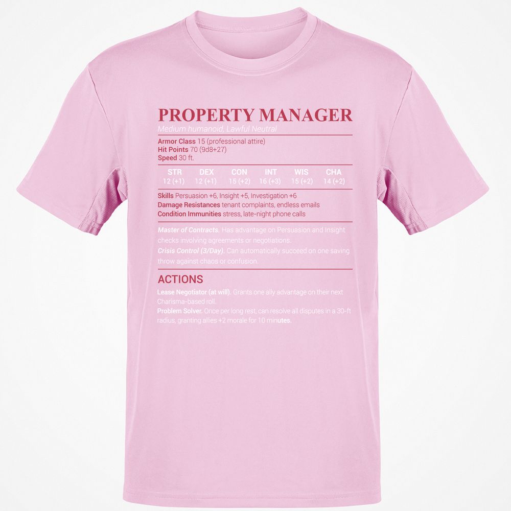 Property Manager Classic Unisex T-Shirt - Light Pink - 5