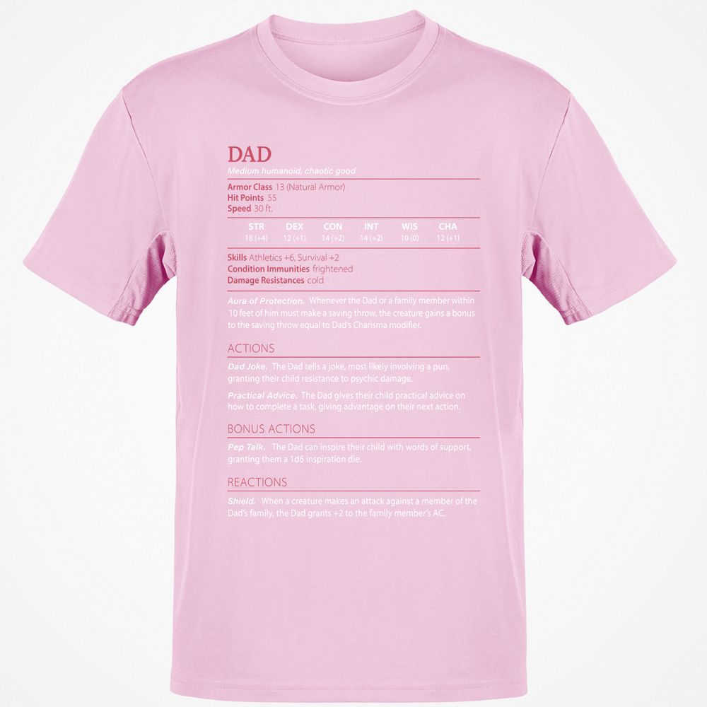 Dad Stats Classic Unisex T-Shirt - Light Pink - 5