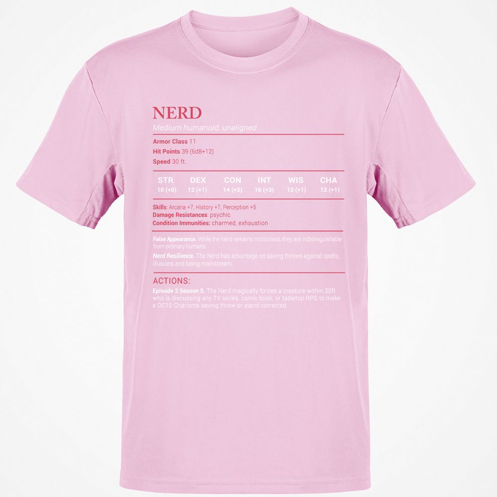 Nerd Stats Classic Unisex T-Shirt - Light Pink - 5