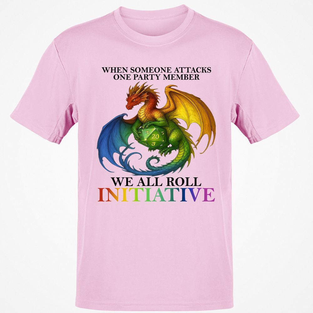 Dragon We All Roll For Initiative Classic Unisex T-Shirt - Light Pink - 5