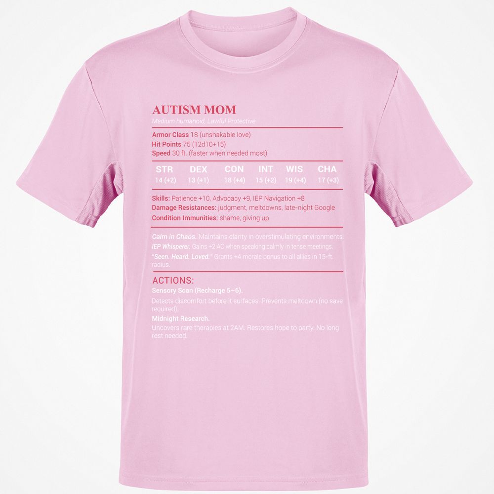 Autism Mom Stats Classic Unisex T-Shirt - Light Pink - 5