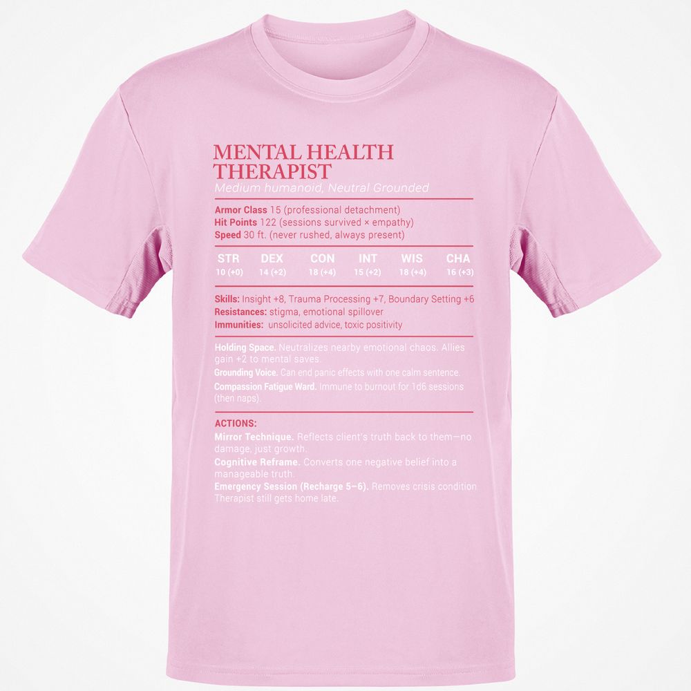 Mental Health Therapist Stats Classic Unisex T-Shirt - Light Pink - 5