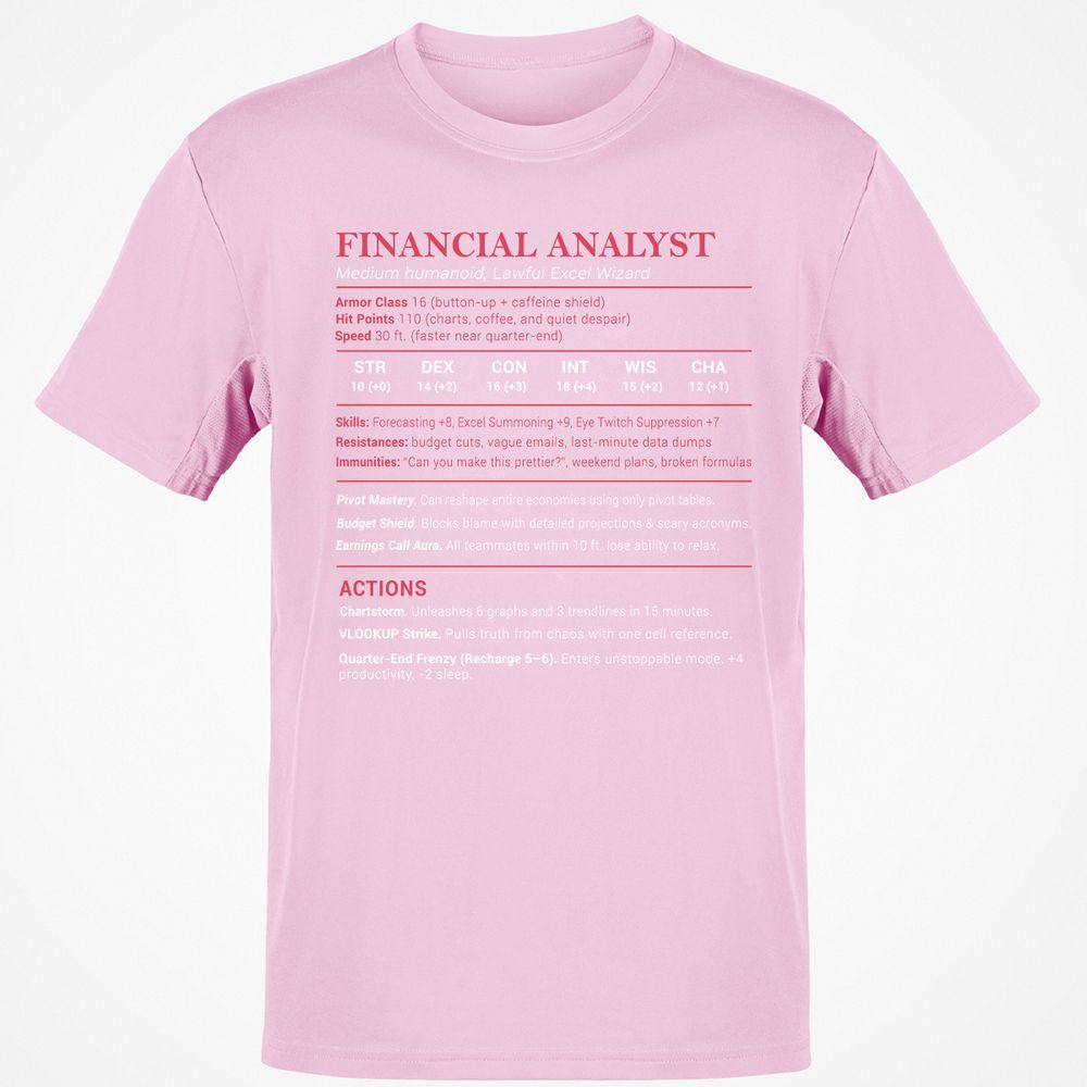 Financial Analyst Stats Classic Unisex T-Shirt - Light Pink - 5