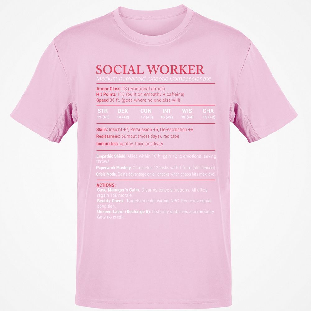 Social Worker Stats Classic Unisex T-Shirt - Light Pink - 5