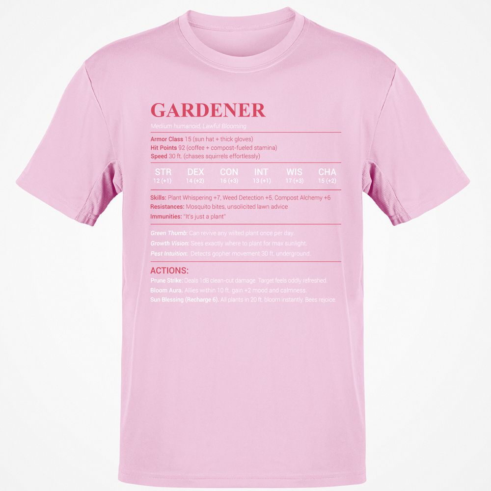 Gardener Stats Classic Unisex T-Shirt - Light Pink - 5